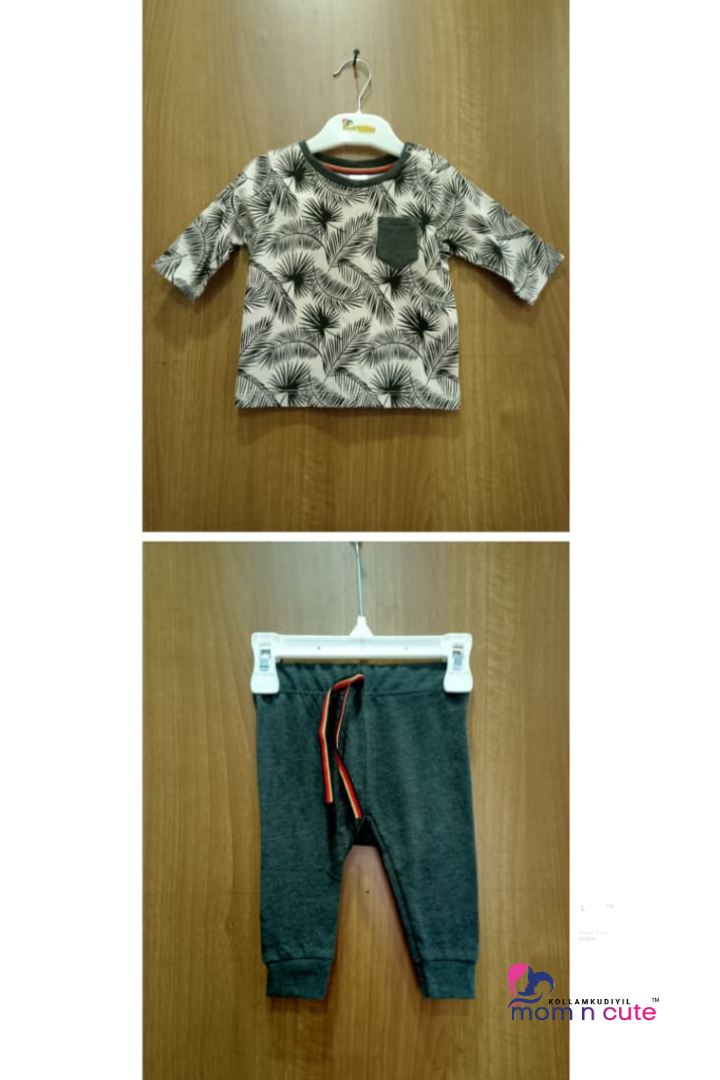 Trendy Leaf Print Top & Jogger Set