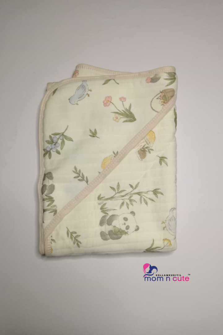 Muslin Hooded Blanket Ivory