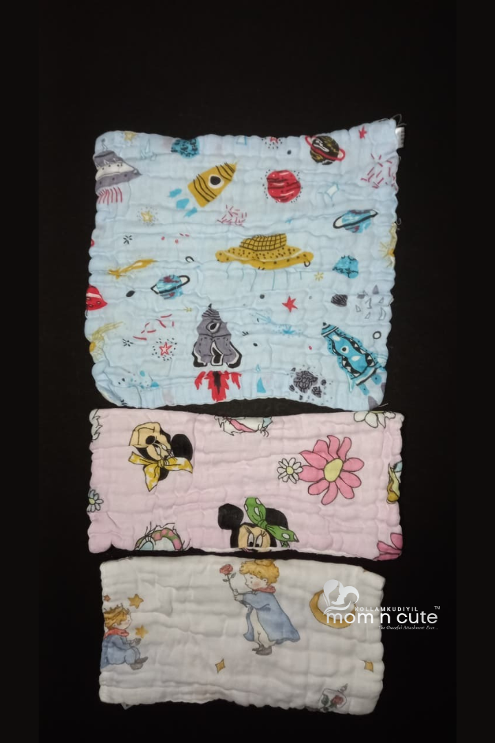 Crinkled Muslin Face Towels 3pc Pack