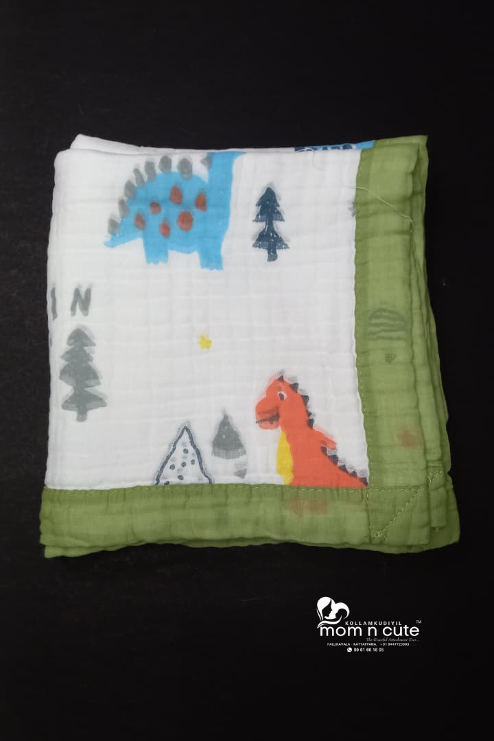 CRINKLED MUSLIN BLANKET - WITH BORDER - 6LAYERED