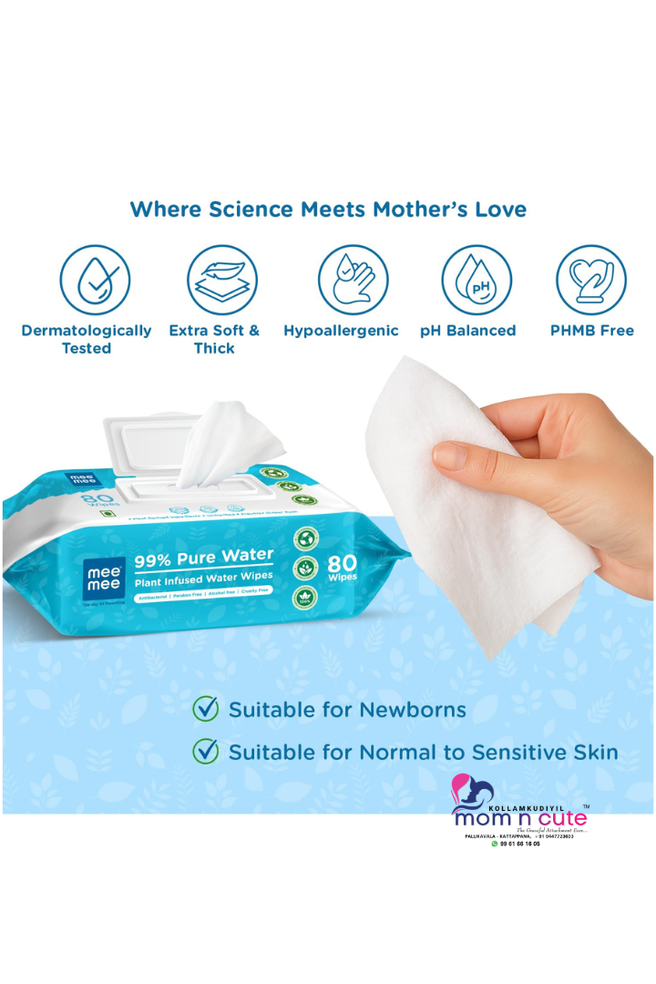 Mee Mee Pure Water Wipes - 2 PC COMBO - 160PC
