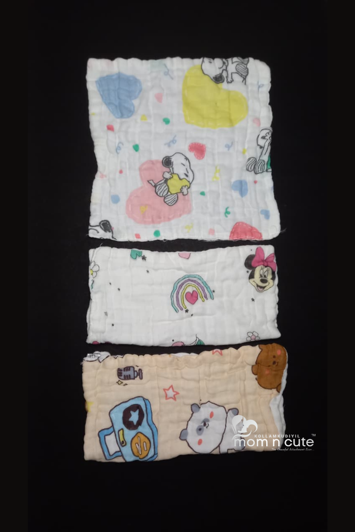 Crinkled Muslin Face Towels 3pc Pack