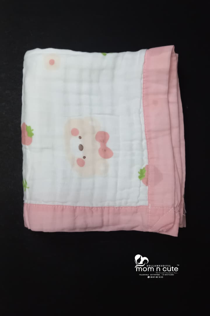 CRINKLED MUSLIN BLANKET - WITH BORDER - 6LAYERED