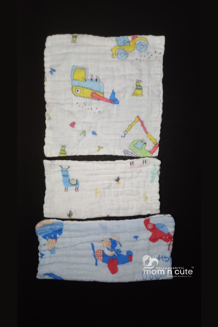 Crinkled Muslin Face Towels 3pc Pack