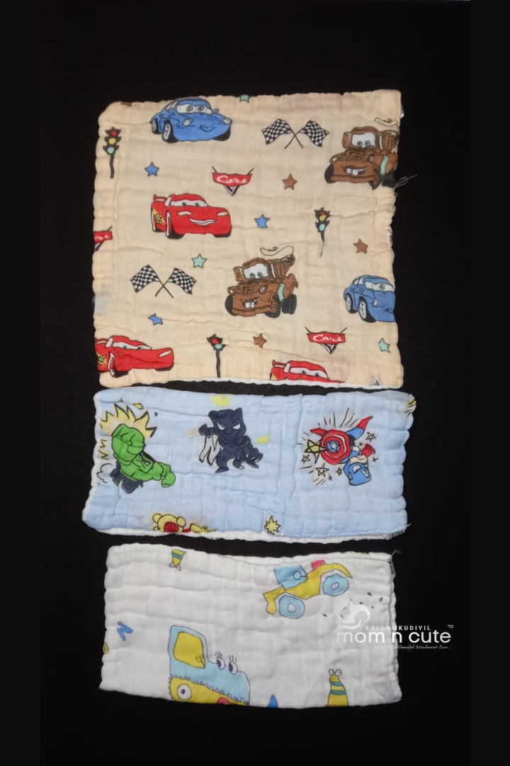 Crinkled Muslin Face Towels 3pc Pack