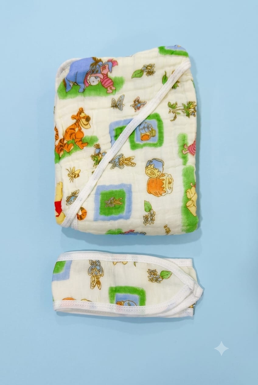 Premium Crinkled Muslin Hooded Blanket – Extra Soft | Newborn Baby