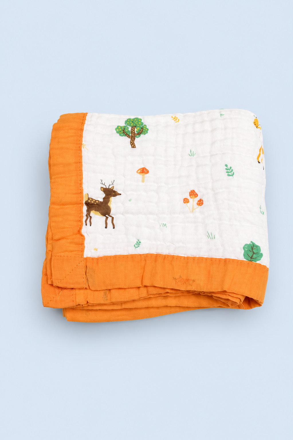 CRINKLED MUSLIN BLANKET - WITH BORDER - PREMIUM 6LAYERED