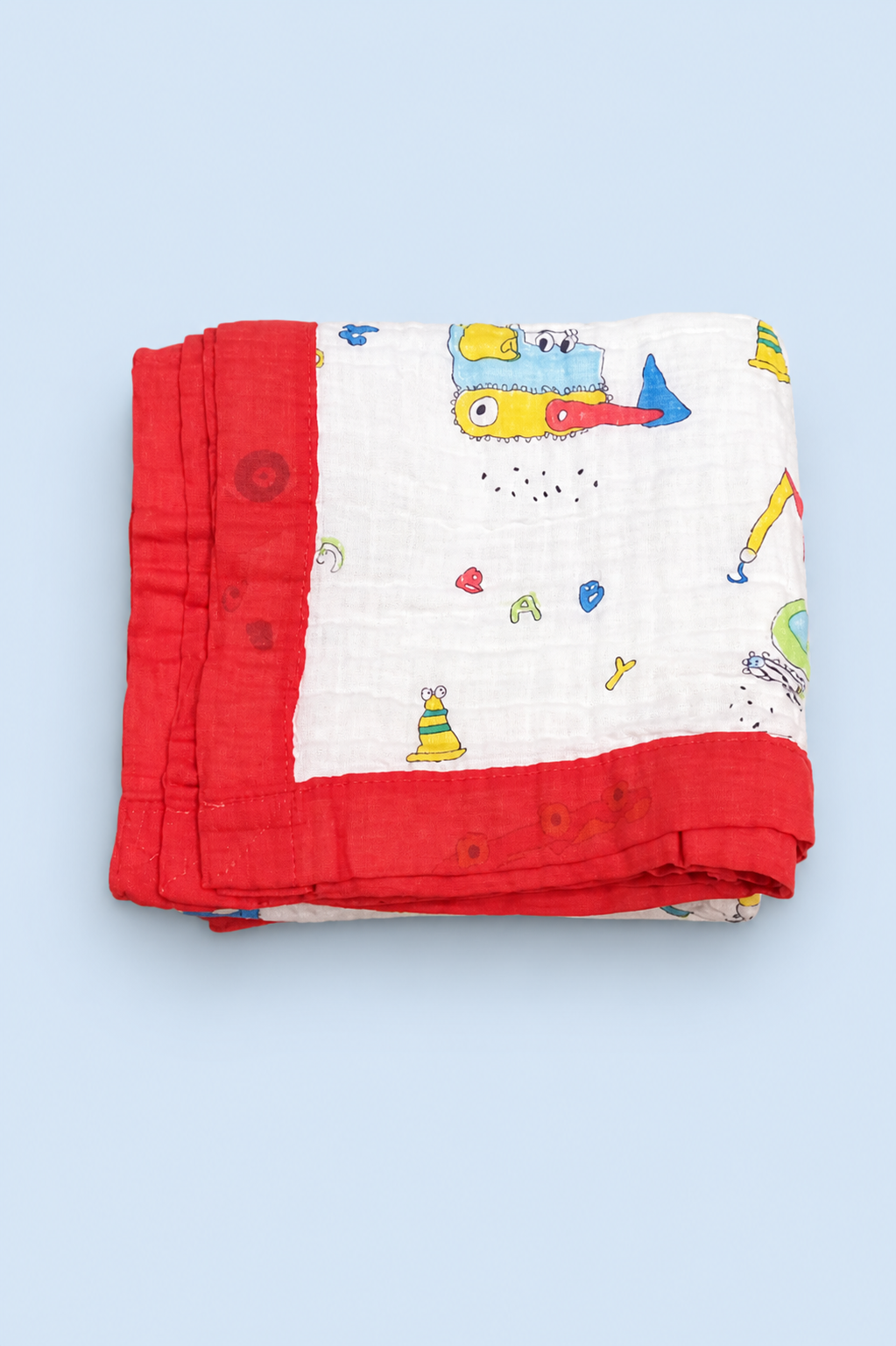 CRINKLED MUSLIN BLANKET - WITH BORDER - PREMIUM 6LAYERED