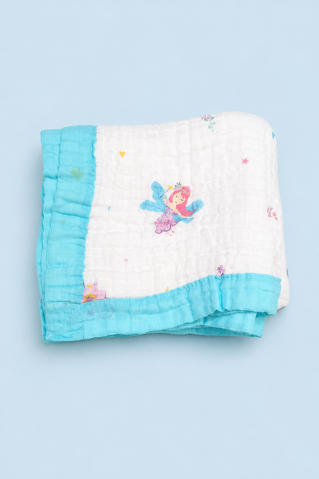 CRINKLED MUSLIN BLANKET - WITH BORDER - PREMIUM 6LAYERED