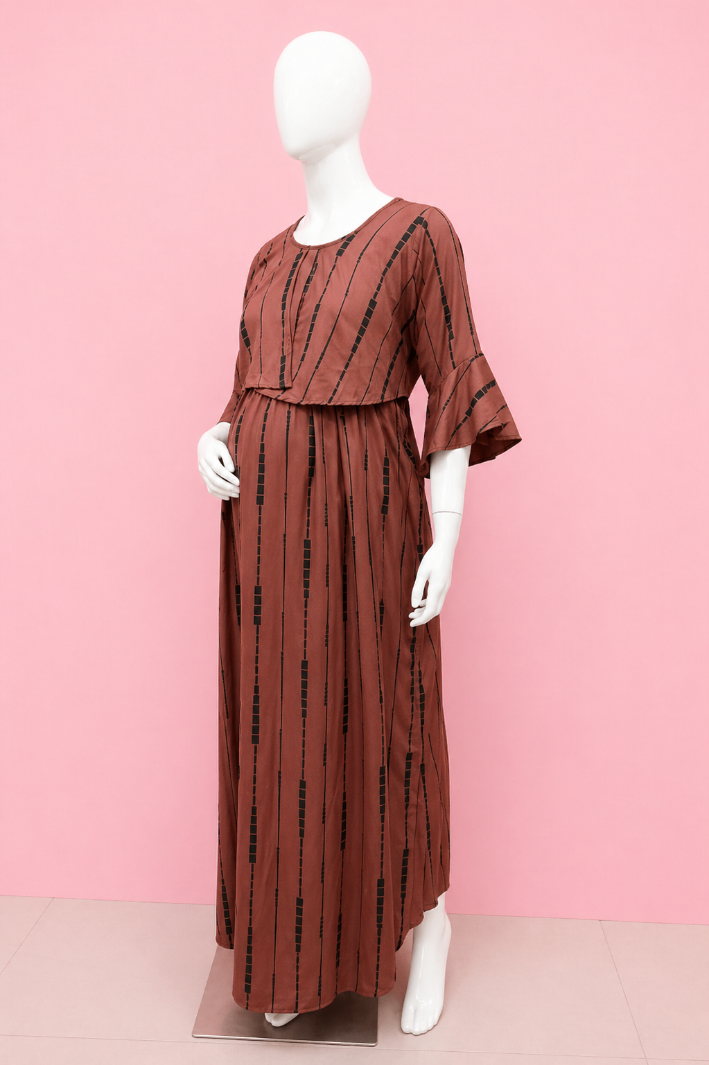 Feeding wear / Maternity wear / Pregnancy dress with side zipper and back tie