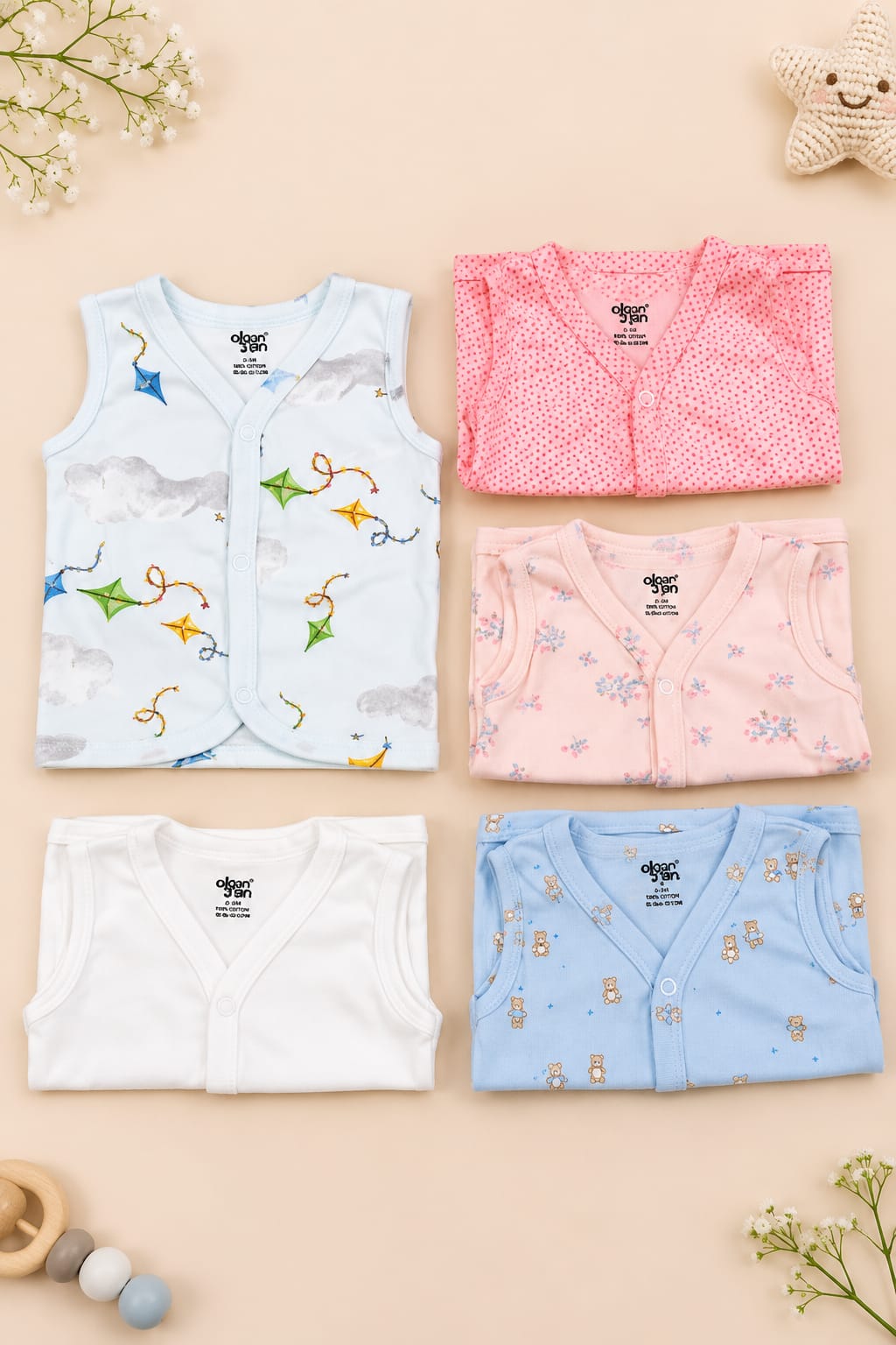Premium Soft Cotton Jabla Combo – Sleeveless | Newborn (0–3 Months)