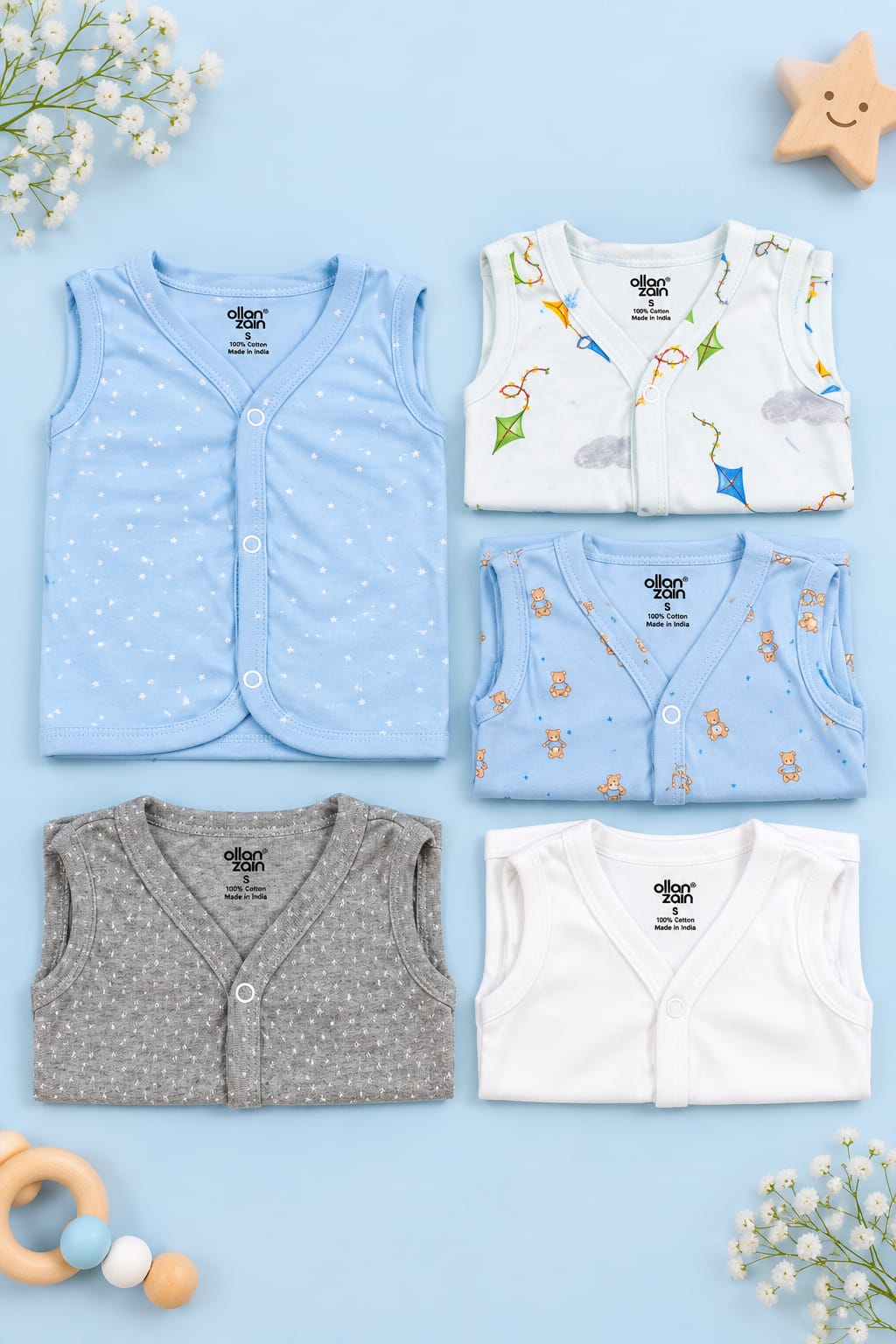 Premium Soft Cotton Jabla Combo – Sleeveless | Newborn (0–3 Months)