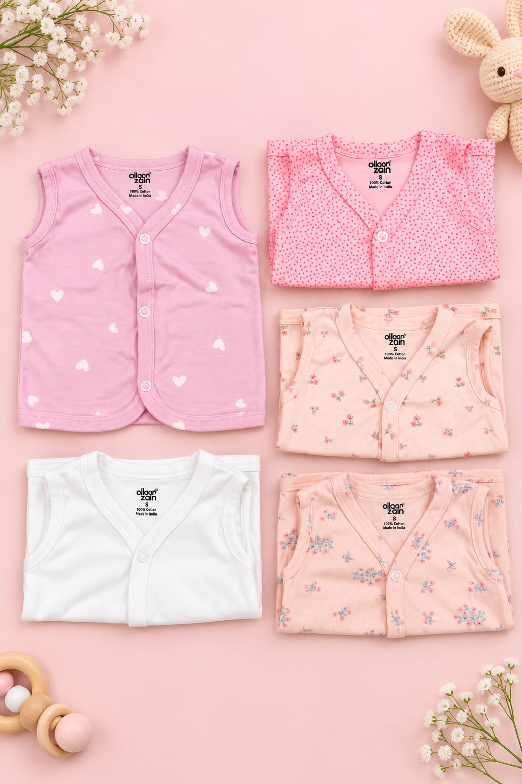 Premium Soft Cotton Jabla Combo – Sleeveless | Newborn (0–3 Months)