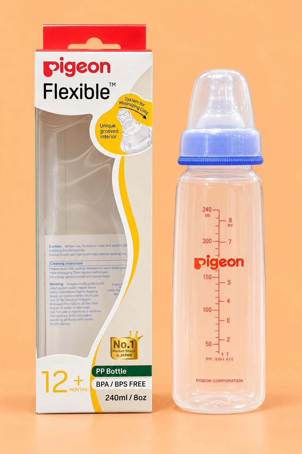 Pigeon Flexible Feeding Bottle – 240 ml | 12+ Months