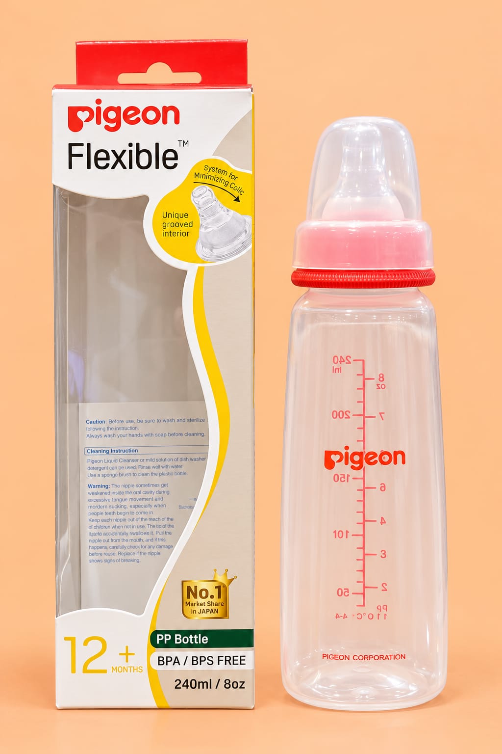 Pigeon Flexible Feeding Bottle – 240 ml | 12+ Months