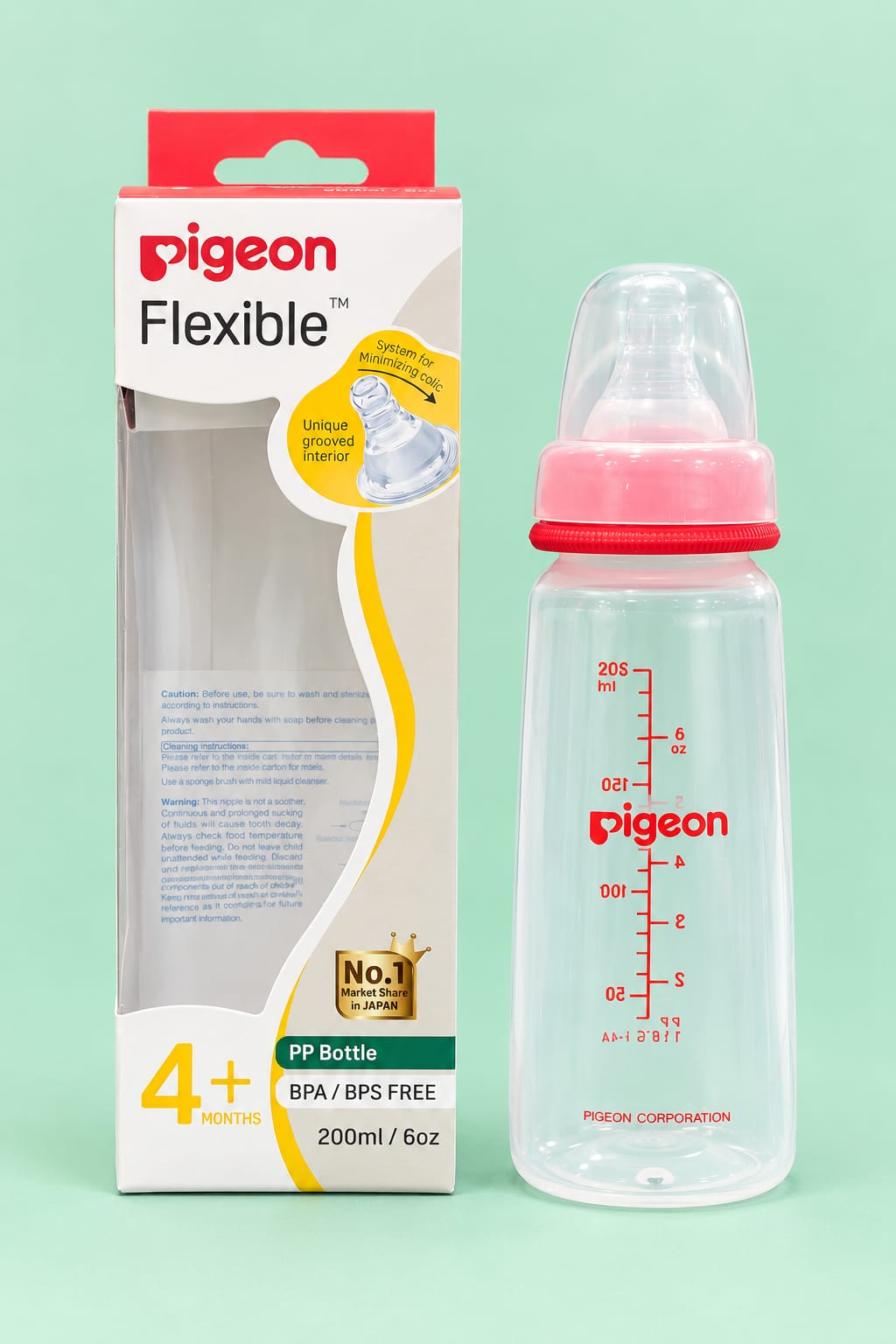 Pigeon Flexible Feeding Bottle – 200 ml | 4+ Months