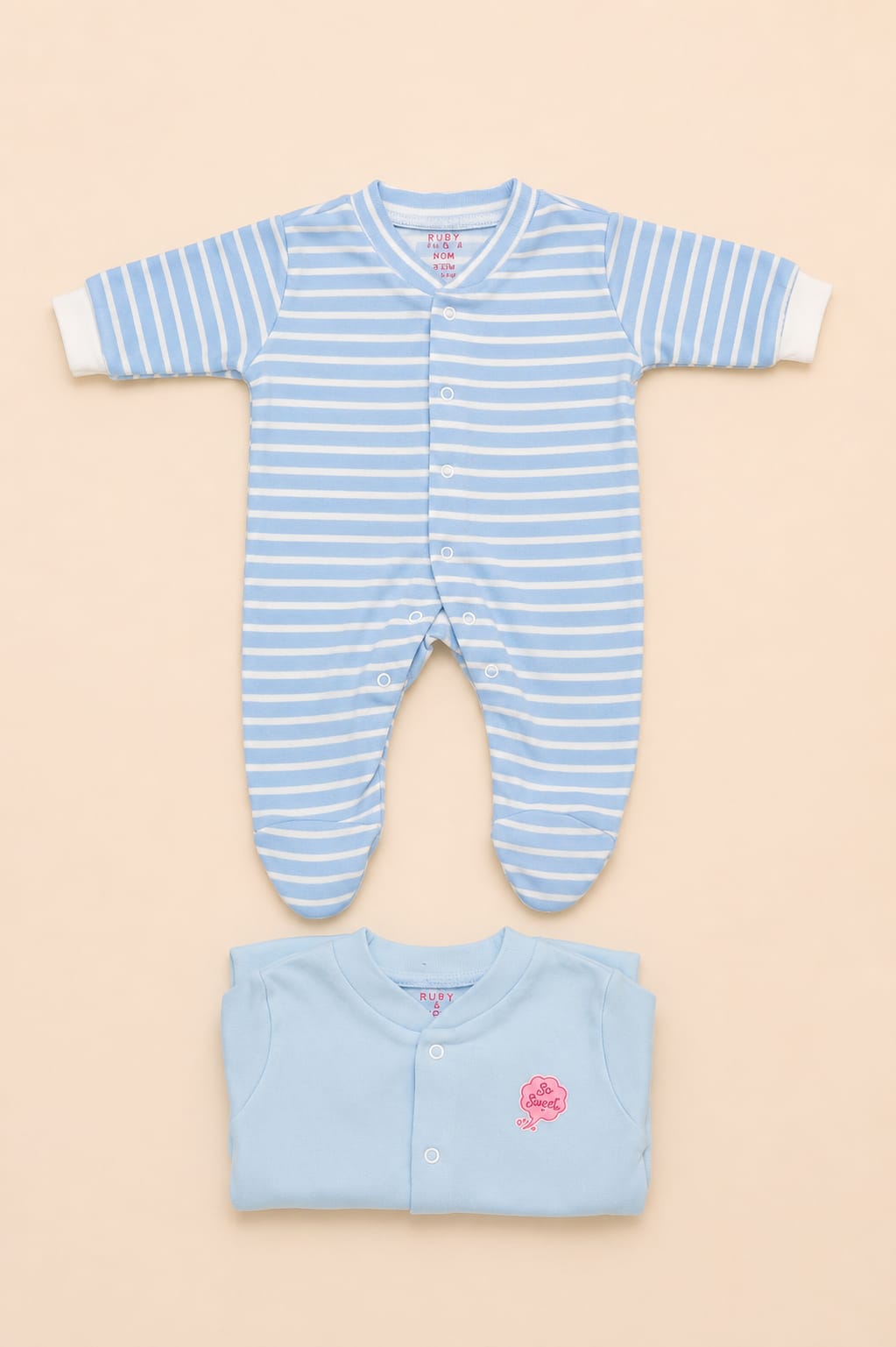 Newborn Sleepsuits With Button / Rompers / Jumpsuit / Night Suits  – 2 Pc Combo