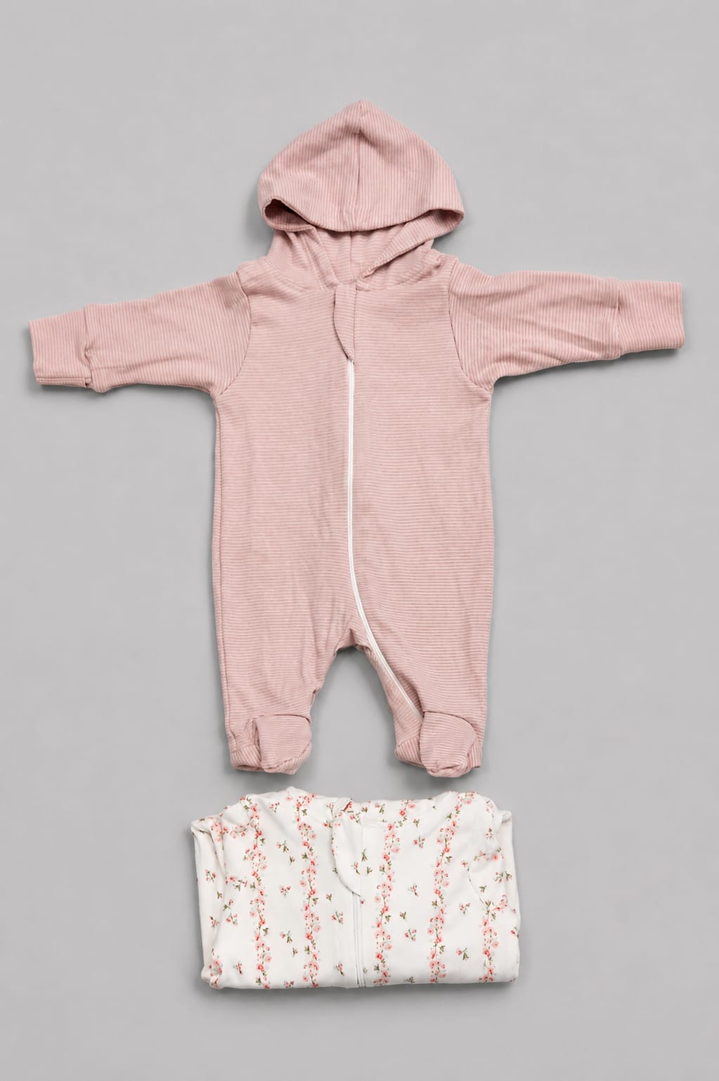 Newborn Hooded Sleepsuits / Rompers / Jumpsuit / Night Suits  – 2 Pc Combo