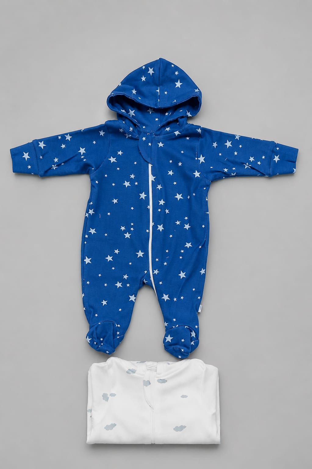 Newborn Hooded Sleepsuits / Rompers / Jumpsuit / Night Suits  – 2 Pc Combo