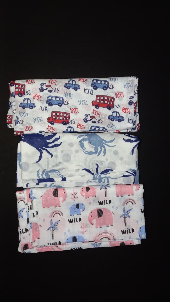 Organic Bamboo Soft Muslin Swaddle 3pc combo