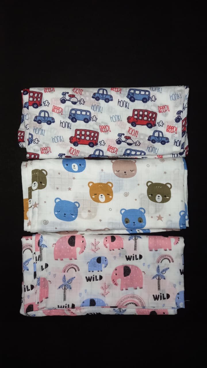 Organic Bamboo Soft Muslin Swaddle 3pc combo