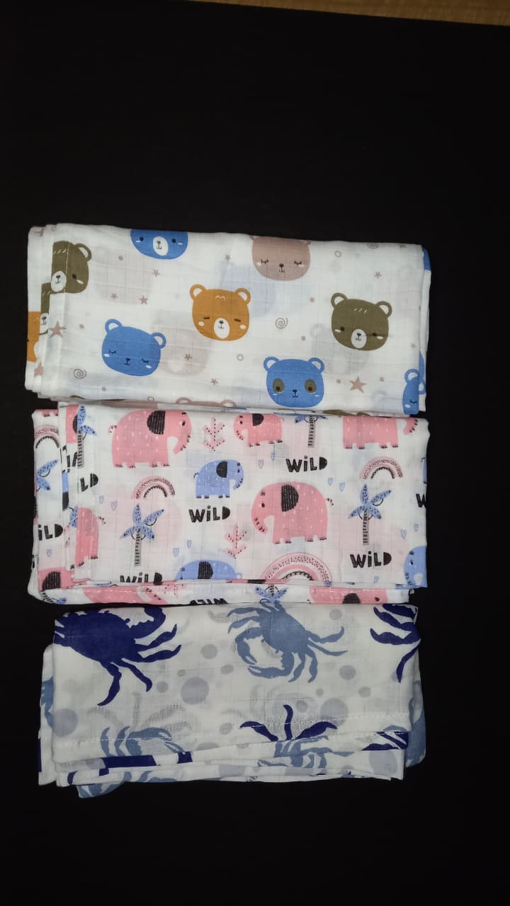 Organic Bamboo Soft Muslin Swaddle 3pc combo