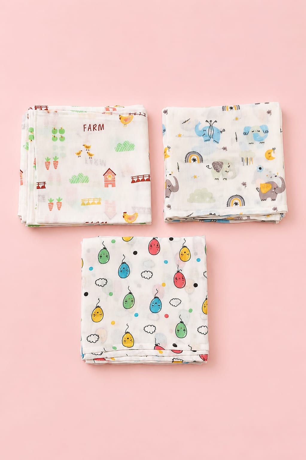 lilmi Soft Muslin Swaddle 3pc Set | 100% Cotton Soft Muslin Swaddle Wrap for New Born Baby | Pack of 3 (100×100 cm) | Baby Blanket & Swaddles for Newborn