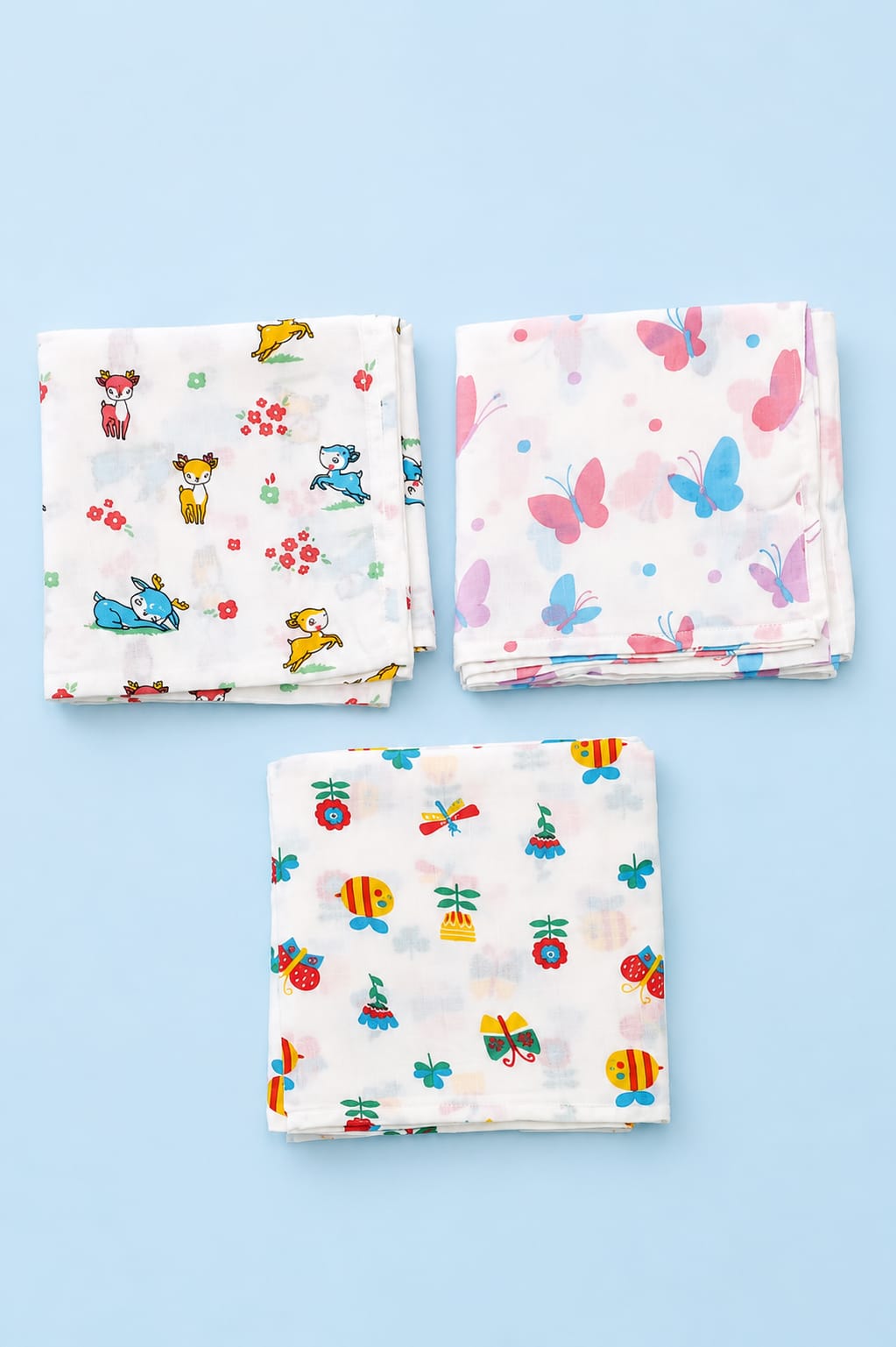 lilmi Soft Muslin Swaddle 3pc Set | 100% Cotton Soft Muslin Swaddle Wrap for New Born Baby | Pack of 3 (100×100 cm) | Baby Blanket & Swaddles for Newborn