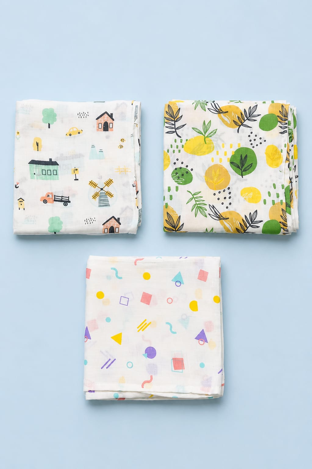 lilmi Soft Muslin Swaddle 3pc Set | 100% Cotton Soft Muslin Swaddle Wrap for New Born Baby | Pack of 3 (100×100 cm) | Baby Blanket & Swaddles for Newborn