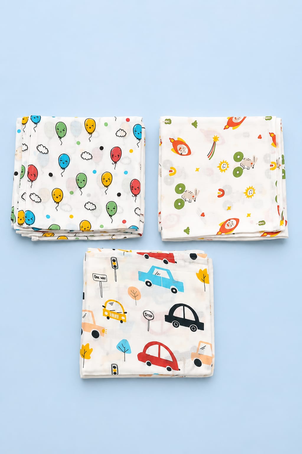 lilmi Soft Muslin Swaddle 3pc Set | 100% Cotton Soft Muslin Swaddle Wrap for New Born Baby | Pack of 3 (100×100 cm) | Baby Blanket & Swaddles for Newborn