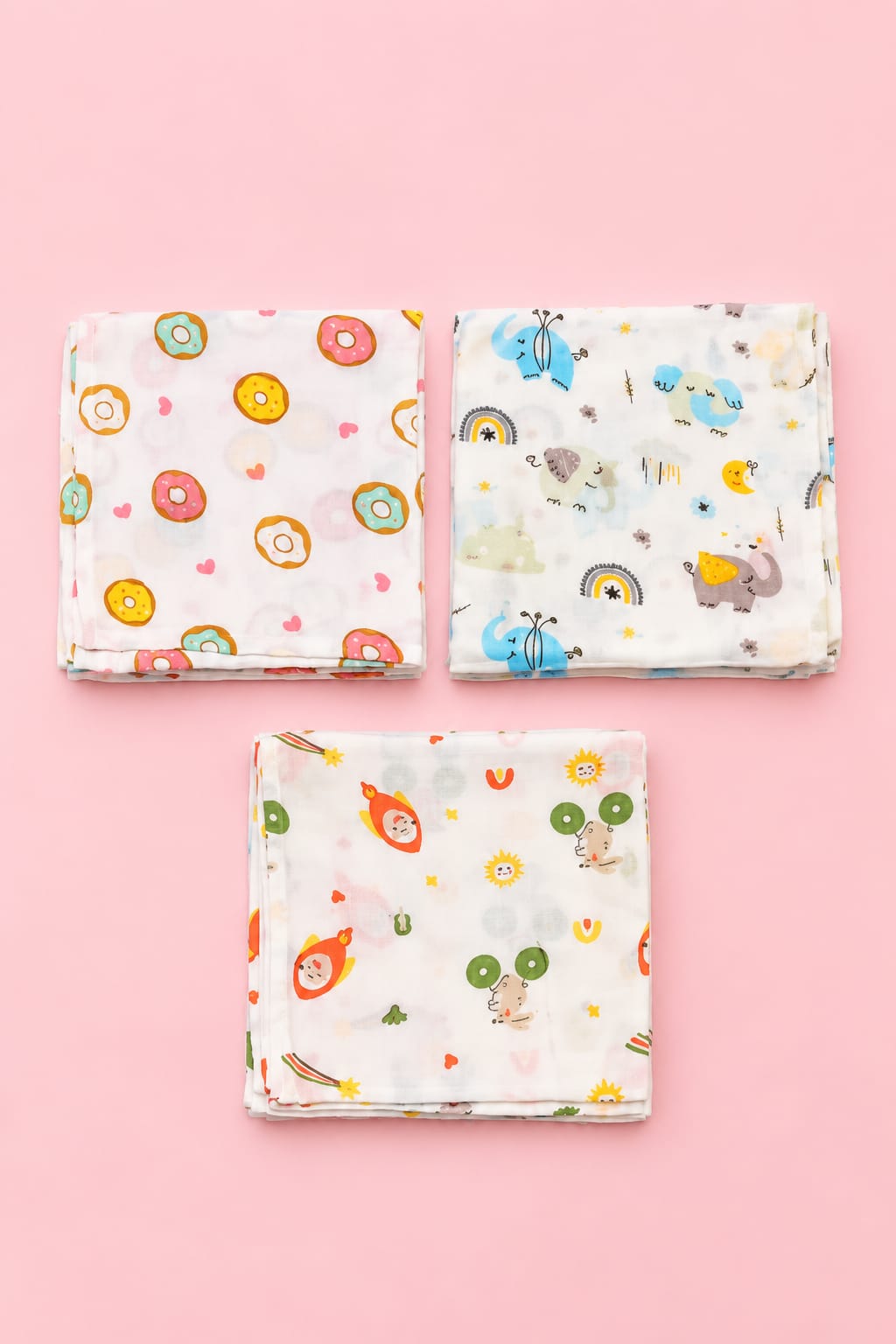 lilmi Soft Muslin Swaddle 3pc Set | 100% Cotton Soft Muslin Swaddle Wrap for New Born Baby | Pack of 3 (100×100 cm) | Baby Blanket & Swaddles for Newborn