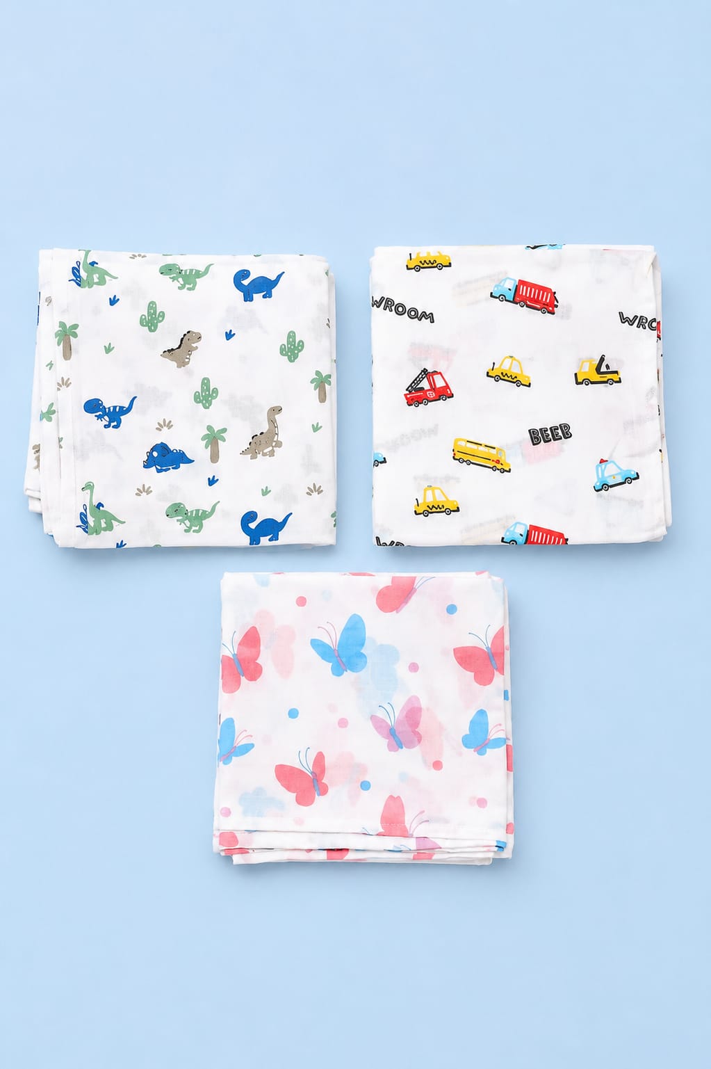 lilmi Soft Muslin Swaddle 3pc Set | 100% Cotton Soft Muslin Swaddle Wrap for New Born Baby | Pack of 3 (100×100 cm) | Baby Blanket & Swaddles for Newborn